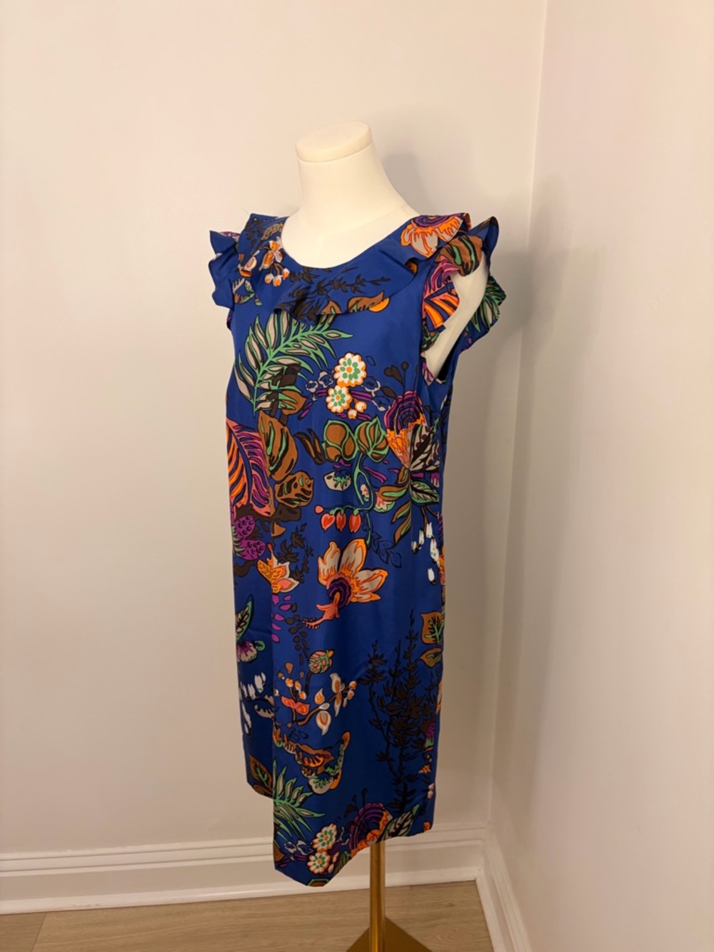 J. Crew Silk Tropical Blur Silk Sleeveless Dress Size 4 - Picture 2 of 10
